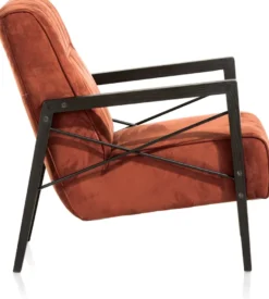 Northon, fauteuil met houten arm vintage clay / white / black