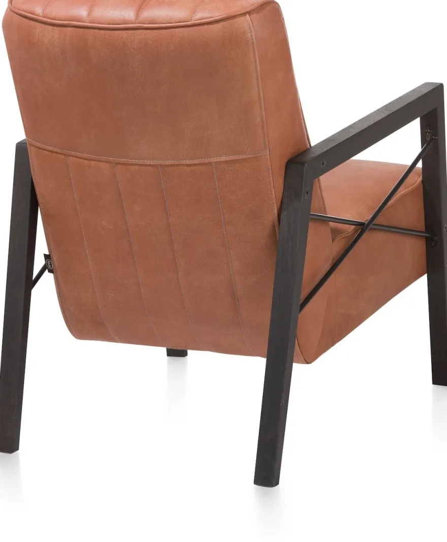 Northon, fauteuil met houten arm vintage clay / white / black