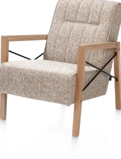 Northon, fauteuil met houten arm vintage clay / white / black