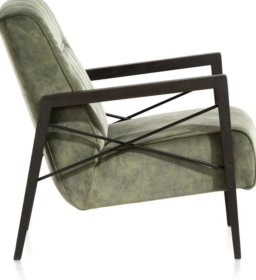 Northon, fauteuil met houten arm vintage clay / white / black