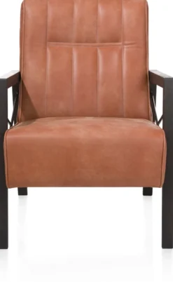 Northon, fauteuil met houten arm vintage clay / white / black