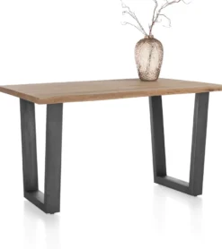 Nyborg, bartafel 150 x 100 cm - rand boomvorm - V-poot geheel metaal (hoogte: 92 cm)