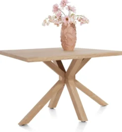 Nyborg, eetkamertafel 150 x 100 cm - rand boomvorm - centrale poot hout