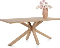 Nyborg, eetkamertafel 200 x 100 cm - rand boomvorm - centrale poot hout