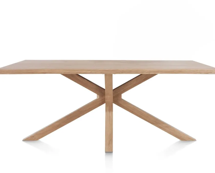 Nyborg, eetkamertafel 200 x 100 cm - rand boomvorm - centrale poot hout