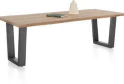 Nyborg, eetkamertafel 230 x 100 cm - rand boomvorm - V-poot geheel metaal