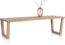 Nyborg, eetkamertafel 230 x 100 cm - rechte zijkant - V-poot hout