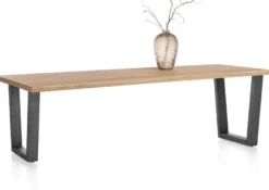 Nyborg, eetkamertafel 230 x 100 cm - rechte zijkant - V-poot geheel metaal
