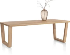 Nyborg, eetkamertafel 200 x 100 cm - rechte zijkant - V-poot hout