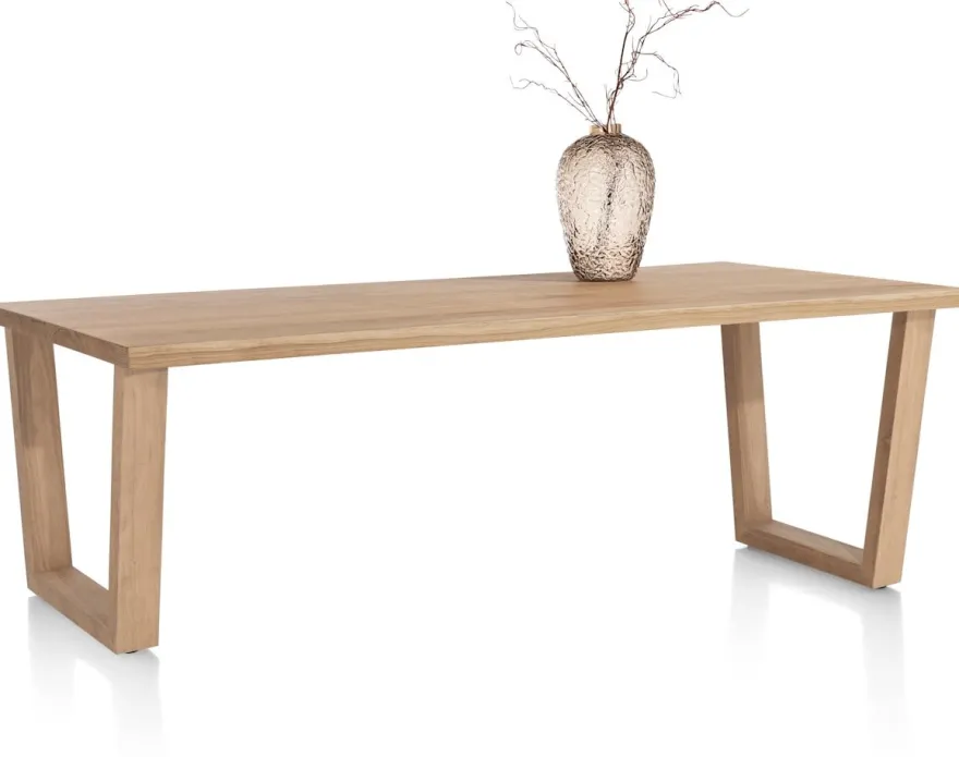Nyborg, eetkamertafel 200 x 100 cm - rechte zijkant - V-poot hout