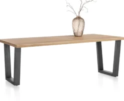 Nyborg, eetkamertafel 200 x 100 cm - rechte zijkant - V-poot geheel metaal