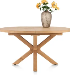Nyborg, uitschuiftafel 150 (+ 40) x 130 cm - Deens ovaal - centrale poot hout