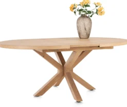 Nyborg, uitschuiftafel 150 (+ 40) x 130 cm - Deens ovaal - centrale poot hout