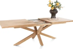 Nyborg, uitschuiftafel 190 (+ 50) x 100 cm - rand boomvorm - centrale poot hout
