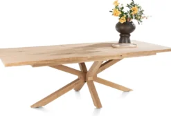 Nyborg, uitschuiftafel 190 (+ 50) x 100 cm - rand boomvorm - centrale poot hout
