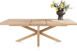 Nyborg, uitschuiftafel 190 (+ 50) x 100 cm - rechte zijkant - centrale poot hout