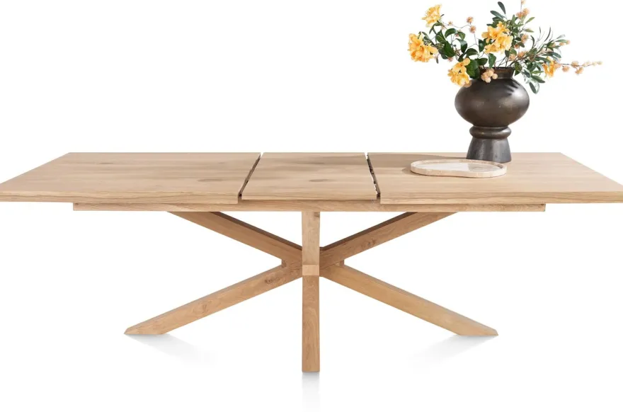 Nyborg, uitschuiftafel 190 (+ 50) x 100 cm - rechte zijkant - centrale poot hout