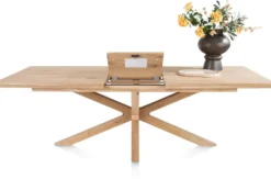 Nyborg, uitschuiftafel 190 (+ 50) x 100 cm - rechte zijkant - centrale poot hout