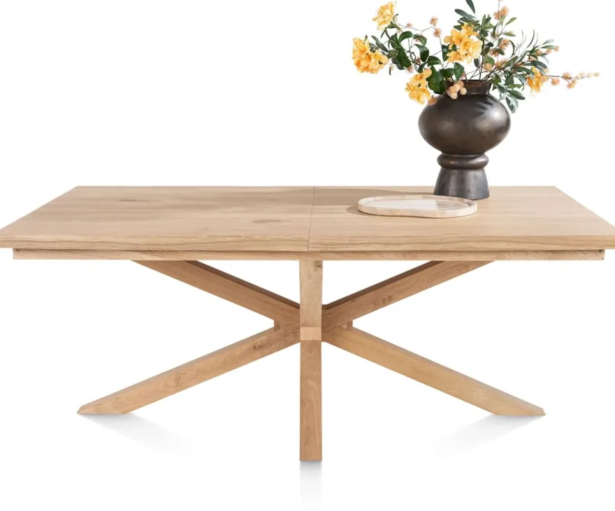Nyborg, uitschuiftafel 190 (+ 50) x 100 cm - rechte zijkant - centrale poot hout