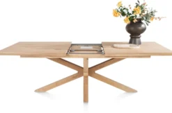 Nyborg, uitschuiftafel 190 (+ 50) x 100 cm - rechte zijkant - centrale poot hout