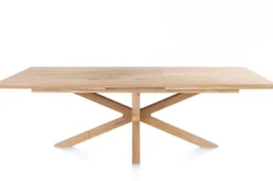 Nyborg, uitschuiftafel 190 (+ 50) x 100 cm - rechte zijkant - centrale poot hout