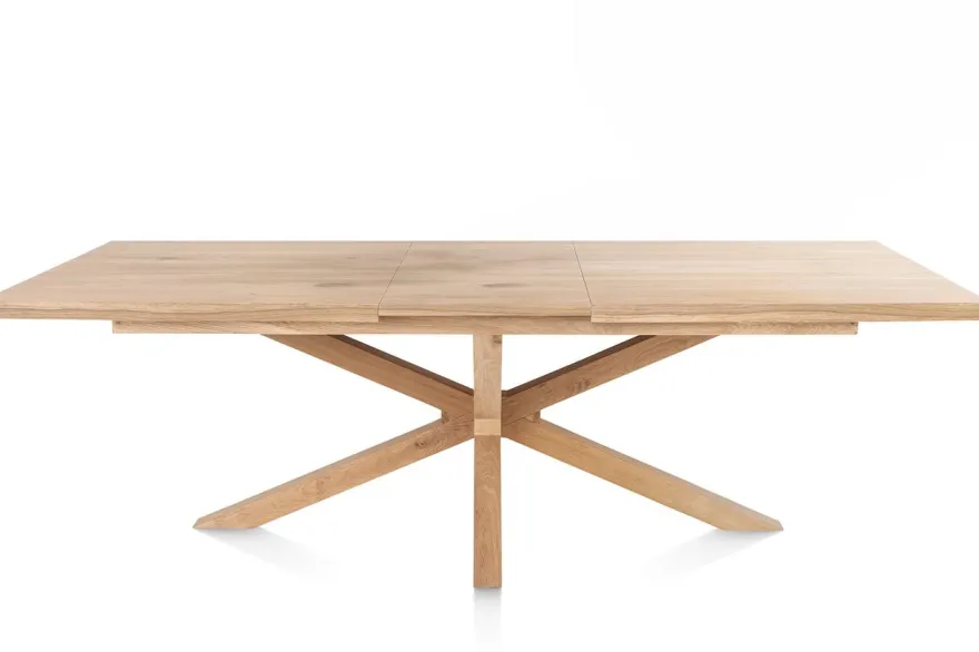 Nyborg, uitschuiftafel 190 (+ 50) x 100 cm - rechte zijkant - centrale poot hout