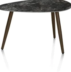Nyla, Salontafel 2-delig, keramiek antraciet, onderstel steelbrown