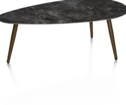 Nyla, Salontafel 2-delig, keramiek antraciet, onderstel steelbrown