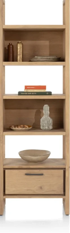 Nystead, boekenkast 65 cm. - 1-lade + 5-niches