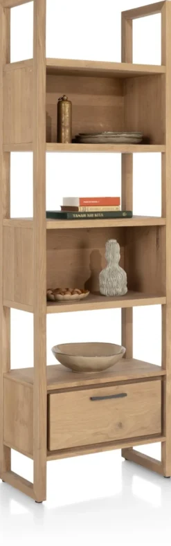 Nystead, boekenkast 65 cm. - 1-lade + 5-niches