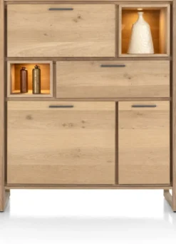 Nystead, highboard 125 cm. - 2-deuren + 1-lade + 1-klep + 2-niches (+ LED)