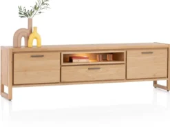 Nystead, lowboard 210 cm. - 2-deuren + 1-lade + 1-niche (+ LED)
