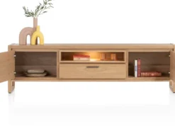 Nystead, lowboard 210 cm. - 2-deuren + 1-lade + 1-niche (+ LED)