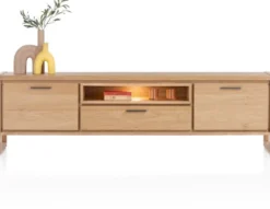 Nystead, lowboard 210 cm. - 2-deuren + 1-lade + 1-niche (+ LED)