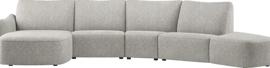 Olvera, longchair links - 1 zits zonder armen - triangel element met rug - curved ottomane rechts