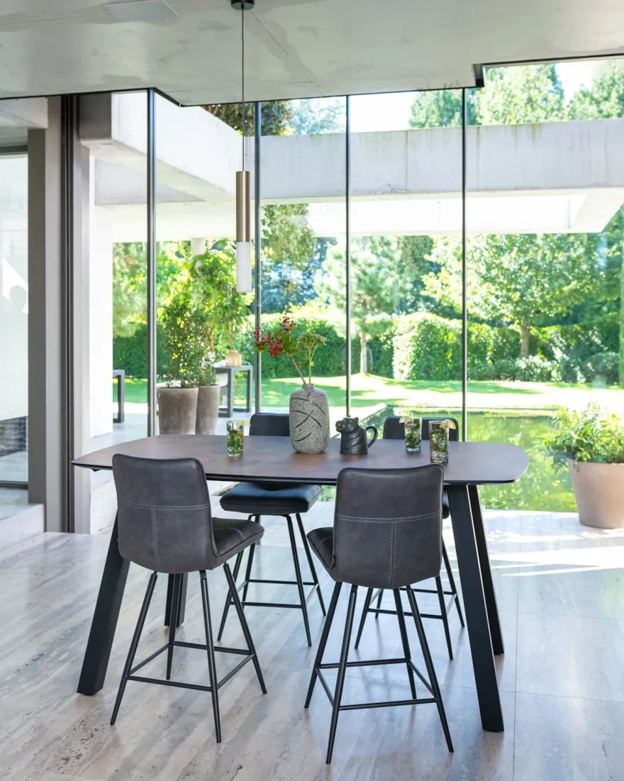 Palace, bartafel 180 x 110 cm - centrale poot (hoogte: 92 cm) - Antraciet
