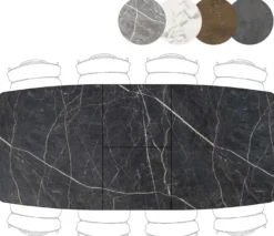Palace, uitschuiftafel 190 (+ 60) x 110 cm - 4-poten - Onyx