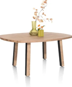 Pavarotti, bartafel 150 x 120 cm (hoogte: 92 cm) - 4-poot - metaal met houtinleg - tafelpoten (4) met houtinleg