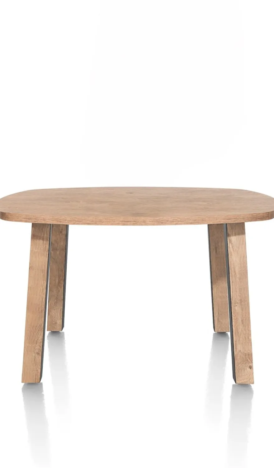 Pavarotti, bartafel 130 x 110 cm (hoogte: 92 cm) - 4-poot - metaal met houtinleg - tafelpoten (4) met houtinleg