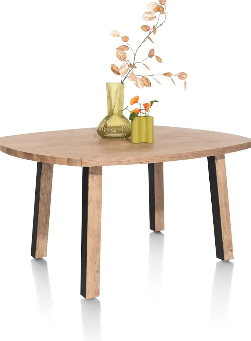Pavarotti, bartafel 130 x 110 cm (hoogte: 92 cm) - 4-poot - metaal met houtinleg - tafelpoten (4) met houtinleg