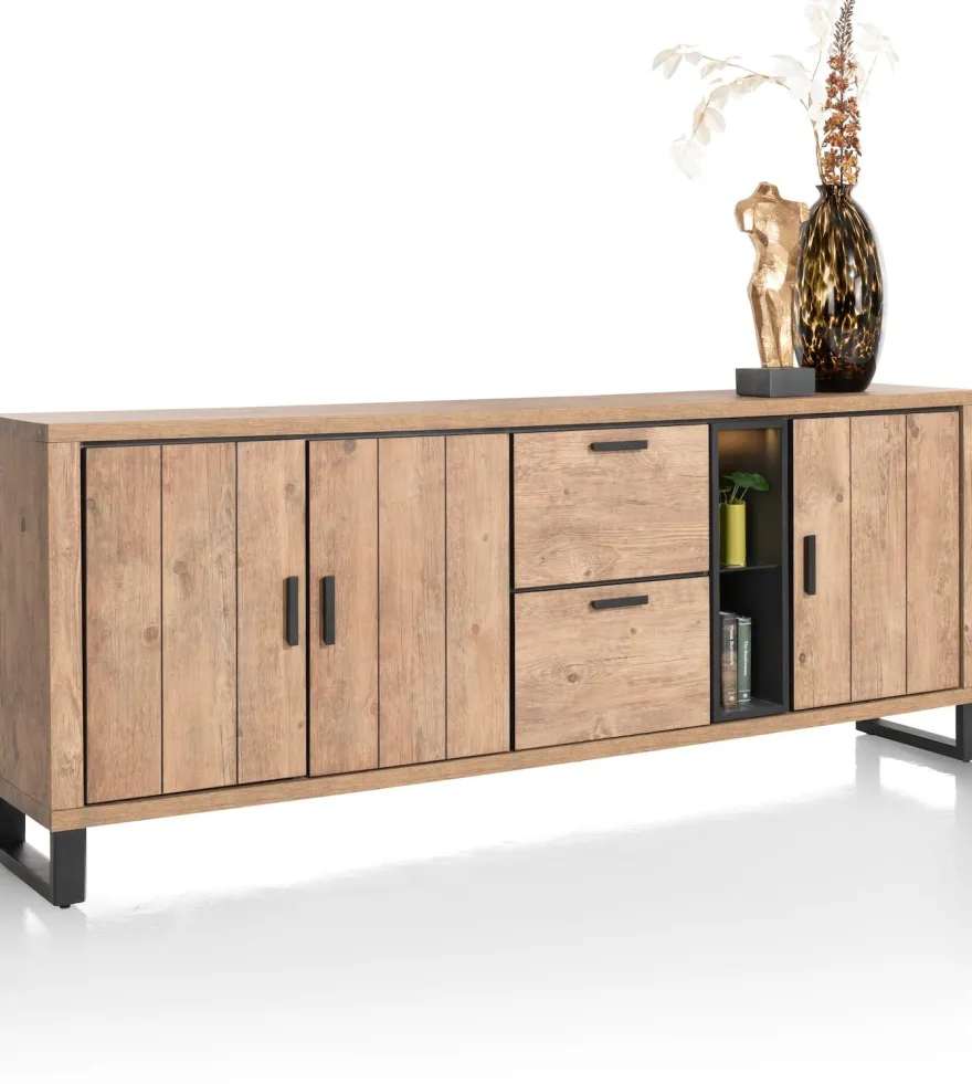 Pavarotti, dressoir 230 cm - 3-deuren + 2-laden + 2-niches (+ LED)