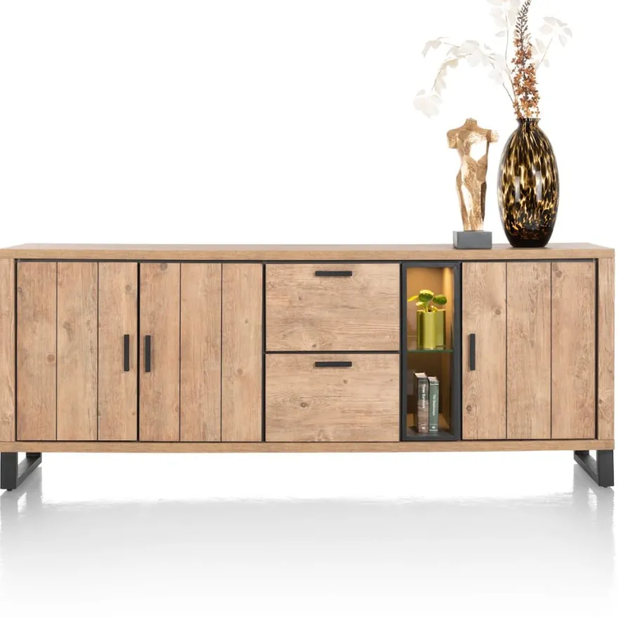Pavarotti, dressoir 230 cm - 3-deuren + 2-laden + 2-niches (+ LED)