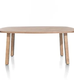 Pavarotti, eetkamertafel 180 x 108 cm - 4-poot - metaal met houtinleg - tafelpoten (4) met houtinleg