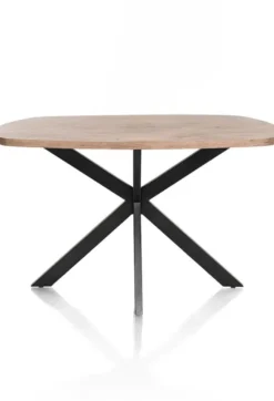 Pavarotti, eetkamertafel 150 x 120 cm - ovaal - x-poot centraal - metaal - centrale poot metaal