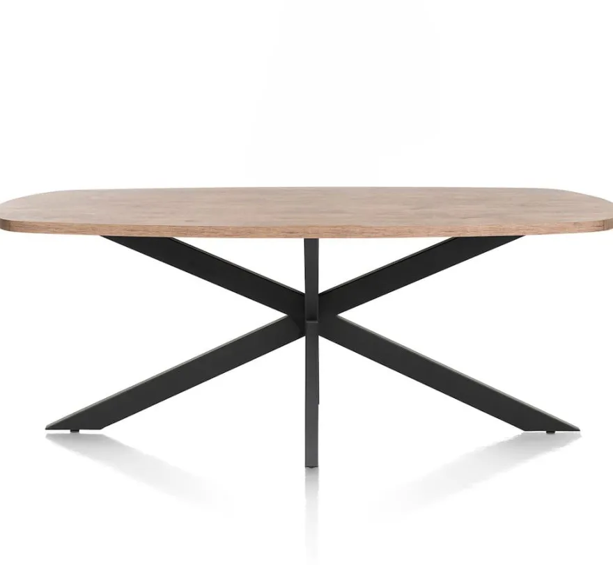 Pavarotti, eetkamertafel 210 x 108 cm - x-poot centraal - metaal - centrale poot metaal