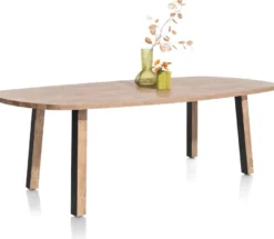 Pavarotti, eetkamertafel 240 x 108 cm - 4-poot - metaal met houtinleg - tafelpoten (4) met houtinleg