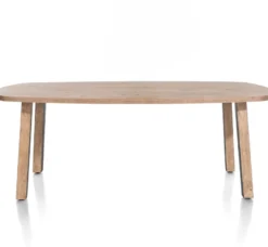 Pavarotti, eetkamertafel 210 x 108 cm - 4-poot - metaal met houtinleg - tafelpoten (4) met houtinleg