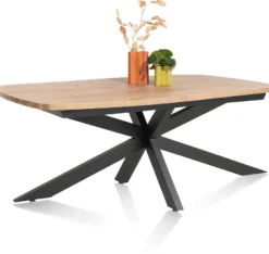 Pavarotti, uitschuiftafel 190 (+ 60) x 110 cm - x-poot centraal - metaal - centrale poot metaal