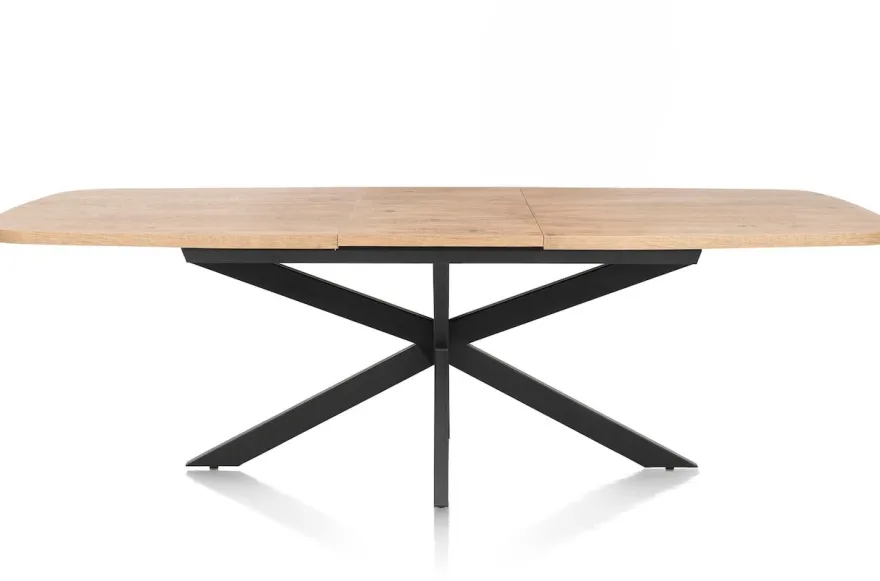 Pavarotti, uitschuiftafel 190 (+ 60) x 110 cm - x-poot centraal - metaal - centrale poot metaal