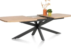 Pavarotti, uitschuiftafel 190 (+ 60) x 110 cm - x-poot centraal - metaal - centrale poot metaal